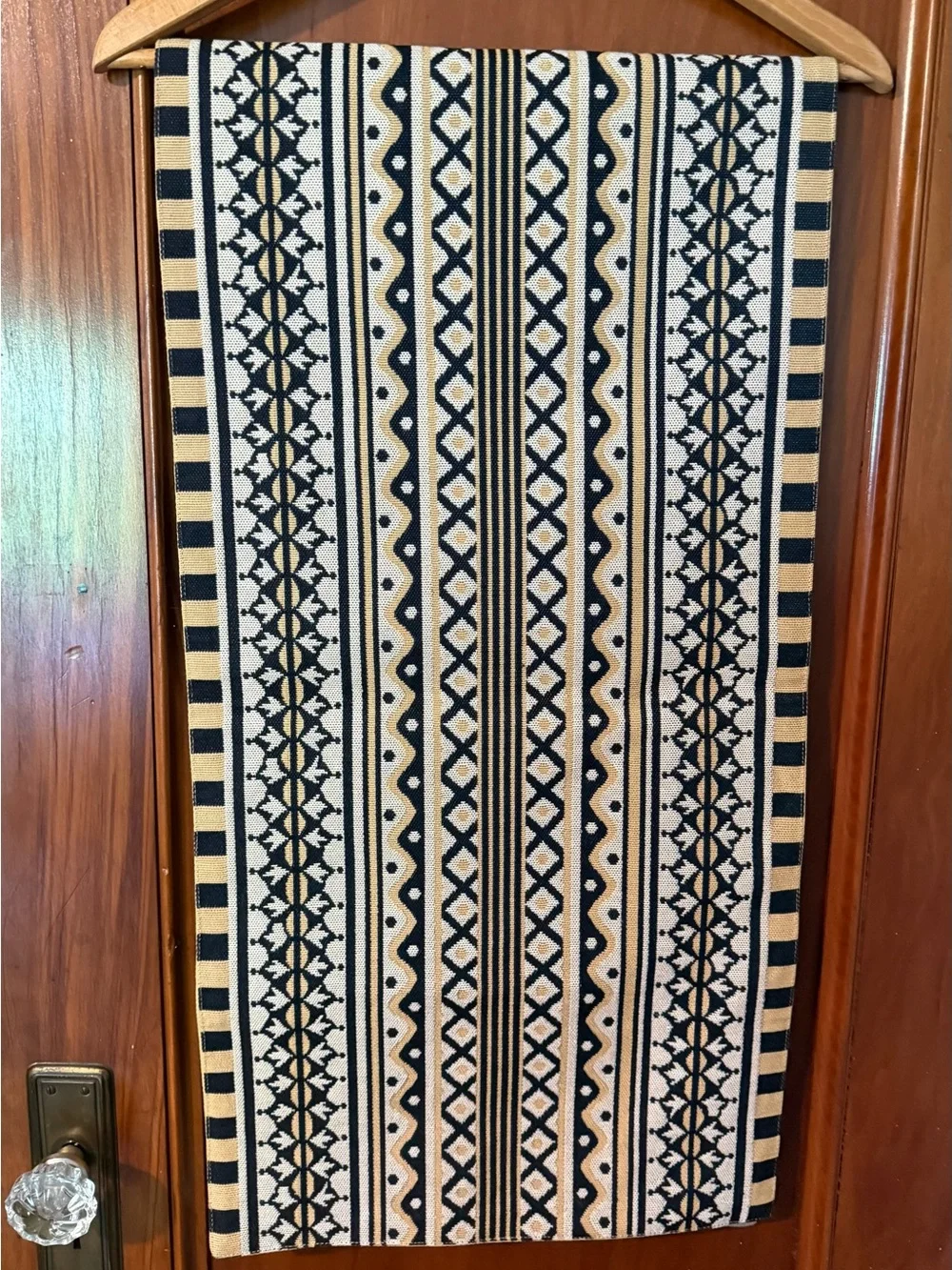 Mackenzie Childs Black & Gold/Yellow Table Runner 15 X 60 NWOT